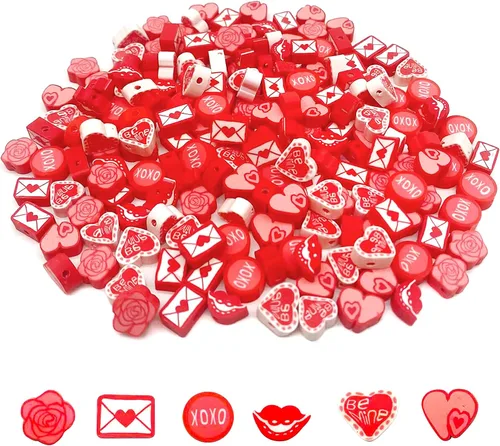 Vista 11 de 100 piezas de cuentas de arcilla polimérica Heishi espaciadoras mixtas, suministros para hacer pulseras, pendientes, collares de bricolaje, Bandera