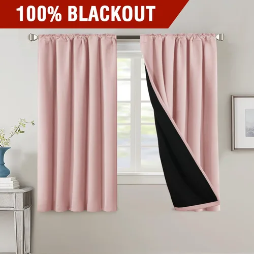 Vista 2 de H.VERSAILTEX Cortinas 100% opacas para dormitorio con forro negro, cortinas de oscurecimiento de habitación completa, con aislamiento térmico