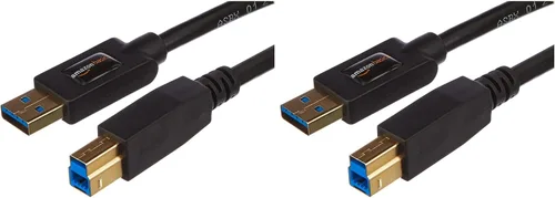 Vista 6 de Amazon Basics Cable USB-A a USB-B 3.0, 4.8Gbps de alta velocidad con enchufes chapados en oro, 6 pies, negro