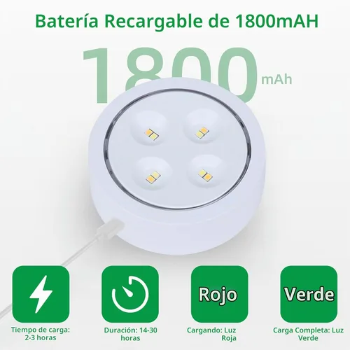 Vista 3 de Paquete de 2 luces de imagen para pared, magnéticas recargables blancas con Blanco (3 colores)