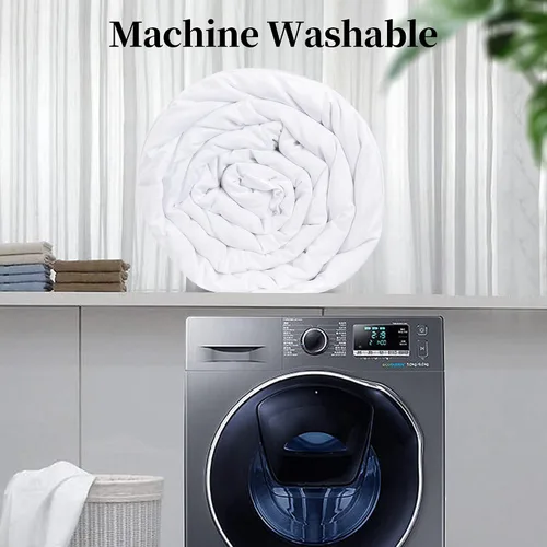 Vista 5 de HOMBYS Manta de plumón alternativo tamaño King de 120 x 120 pulgadas para todas las estaciones, manta de cama blanca acolchada ligera con ribete