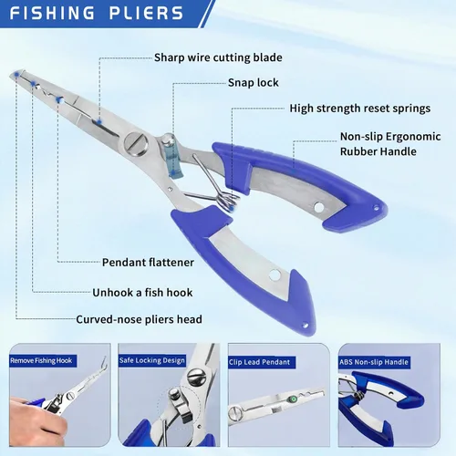Vista 2 de XBLACK Kit de herramientas de pesca, alicates de pesca, pinza de pescado, báscula de pesca, herramientas de agarre de pescado, equipo de pesca