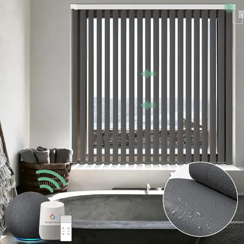 Vista 16 de Yoolax - Persianas verticales transparentes motorizadas, muestras de tela multicolor