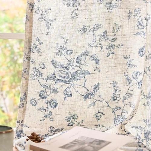 Vista 29 de jinchan Amlie - Cortinas florales de lino de 63 pulgadas de largo para sala de estar, dormitorio, casa de campo, cortinas de decoración de campo
