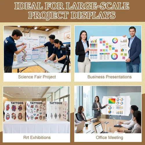 Vista 6 de Geyee Paquete de 20 tableros de póster triples de 36 x 48 pulgadas, tableros blancos a granel autónomos para ferias de ciencias, proyectos de aula