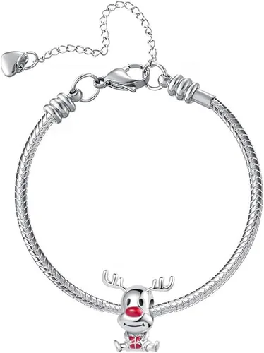 Vista 2 de MZC Jewelry Christmas Snowman Snowflake Reindeer Gingerbread Man Candy Cane Charm Winter Bead for Pandora Bracelets Women Mom Grandma Sister Gift