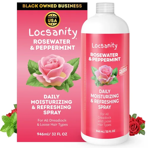 Vista 10 de Locsanity Spray hidratante diario de agua de rosas y menta, tamaño de prueba, spray hidratante para rastas, para nutrir el cuero cabelludo