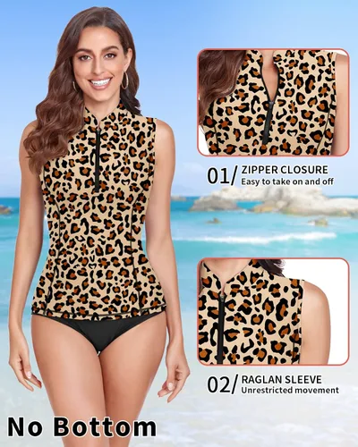 Vista 3 de WOWENY Camiseta de natación de manga larga UPF 50+ para mujer, con agujeros para el pulgar, protección solar UV, traje de baño sin parte inferior