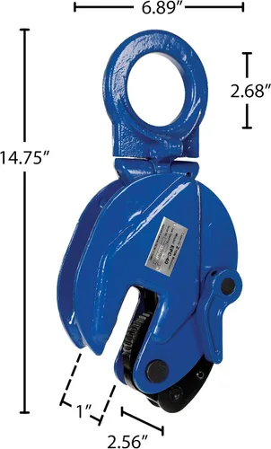 Vista 5 de Vestil Abrazadera de placa vertical de acero EPC-40 4,000 Lb. Capacidad Azul