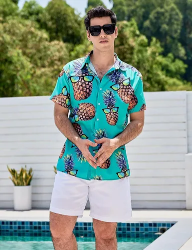 Vista 5 de TUONROAD Mens Button Down Shirts 3D Printed Casual Halloween Skull Short Sleeve Tops