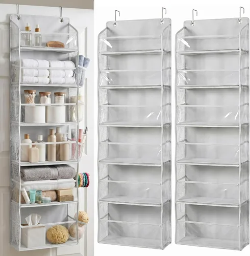 Vista 12 de HOMELUX THEORY Organizador de 6 niveles mejorado para colgar sobre la puerta, 100D extra grueso y gran capacidad de 50 libras, 12 bolsillos