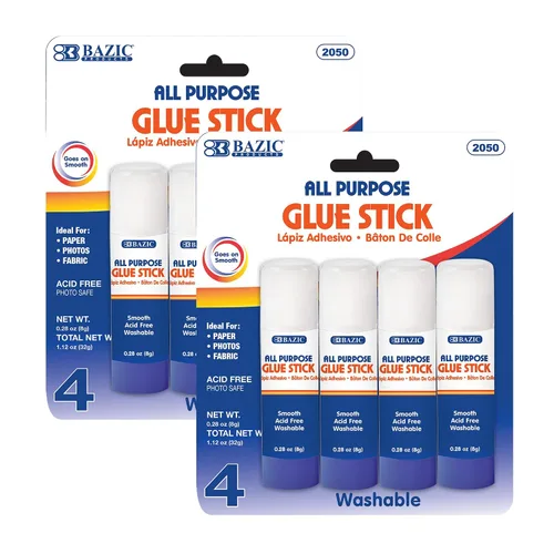 Vista 9 de BAZIC Products Barras de pegamento lavables de alta calidad, 0.28 onzas, 4 unidades, para papel de manualidades escolares