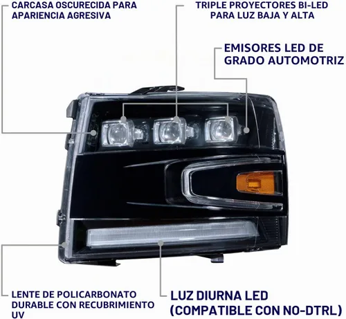 Vista 5 de Form Lighting Faros Delanteros Proyectores LED Secuenciales compatibles con Chevrolet Silverado 2007-2013 (par)