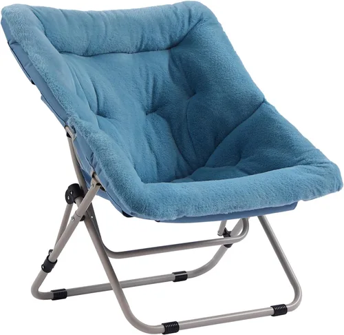 Vista 15 de Furlide Silla platillo, cómodas sillas de dormitorio, silla plegable de piel sintética de gran tamaño, silla plegable con marco de metal para sala