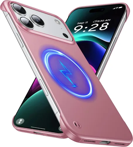 Vista 32 de GRECAZO Magnetic Frosted Frameless Case for iPhone 17 Pro Max, Silvery Tono plata