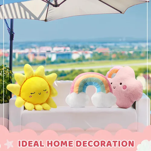 Vista 7 de Queekay Juego de 3 cojines de felpa suave para niños, luna y estrella, almohada de felpa suave para guardería, bonita almohada para habitación