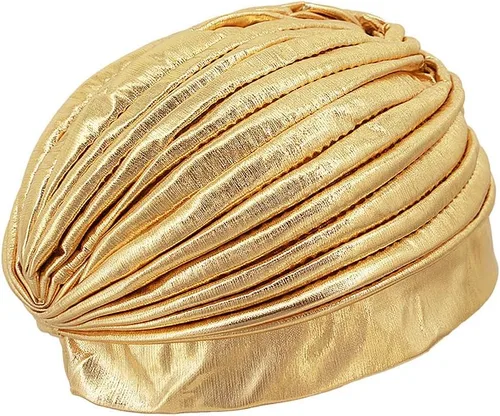 Vista 4 de Surkat Unisex metálico árabe indio turbante plisado Swami sombrero disfraz sombrero sombrero quimioterapia