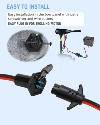 Vista 8 de Enchufe de motor de arrastre, enchufe y receptáculo de motor de arrastre de 12 V para Minn Kota, motor de arrastre impermeable de conexión rápida