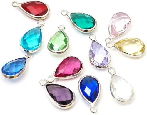 Vista 4 de Adabele Colgante de piedra natal de grado A, gota de 0.433 in, 0.551 in y 0.630 in, chapado en plata de ley para aretes personalizados, pulseras