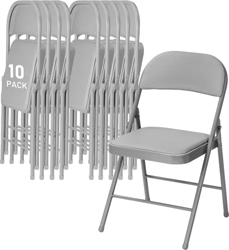 Vista 31 de SEALAMB Paquete de 4 sillas plegables con asiento cómodo, marco de metal resistente, sillas apilables portátiles para bodas, fiestas, oficina