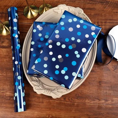 Vista 5 de The Dreidel Company Paquete de 4 Papel de Regalo con Diseño Temático de Hanukkah, Rollo de Chanukah de 17.5" X 180" (15 Pies) Pulgadas Hoja Papel
