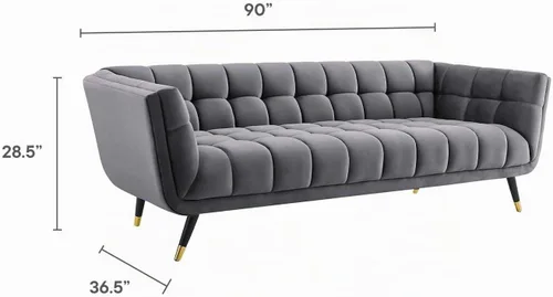 Vista 2 de Modway Adept. - Banco tapizado de terciopelo. Gris