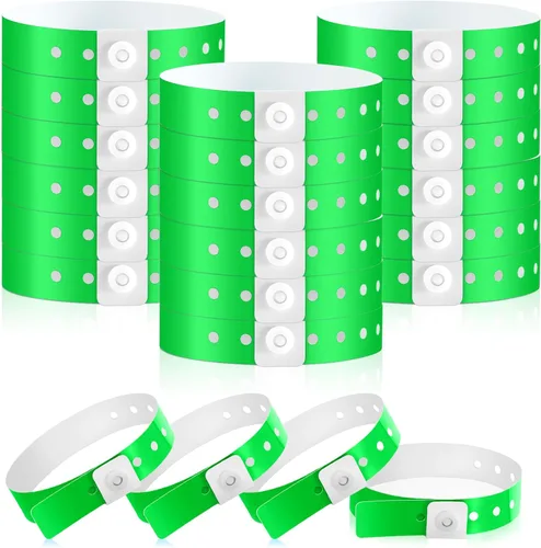 Vista 13 de 600 pulseras de plástico para eventos, vinilo, colores surtidos Adjustable Snap, Bulk Waterproof Neon Colored Arm Bands, For Admission Pools
