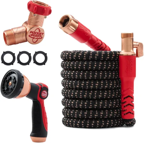 Vista 12 de Pocket Hose Copper Head con nueva bisagra de bolsillo, manguera de jardín expandible de 25 pies, VISTO EN LA TV, gira 360°, tubo avanzado Tri-Tex
