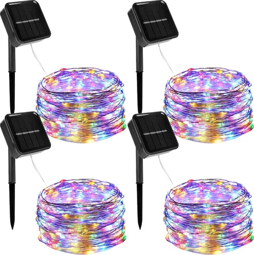 Vista 13 de Twinkle Star Paquete de 2 guirnaldas de 240 luces LED alimentadas por energía solar, para decoración de exteriores e interiores, de navidad, total