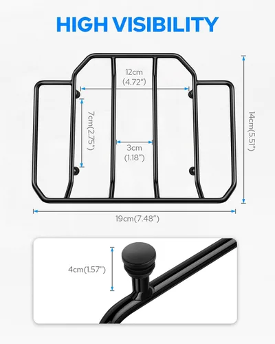 Vista 2 de Benlari Black Air Wing Tour Pack Portaequipajes Rack Superior de Maletero Rack de Riel de Maletero de Motocicleta Compatible con Harley Touring