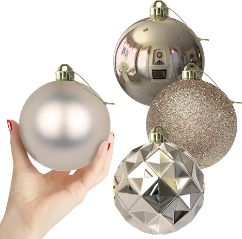 Vista 153 de Esferas pequeñas de Navidad de bronce y dorado de 1.6 pulgadas, adornos para decoración de árbol de Navidad, bolas colgantes inastillables