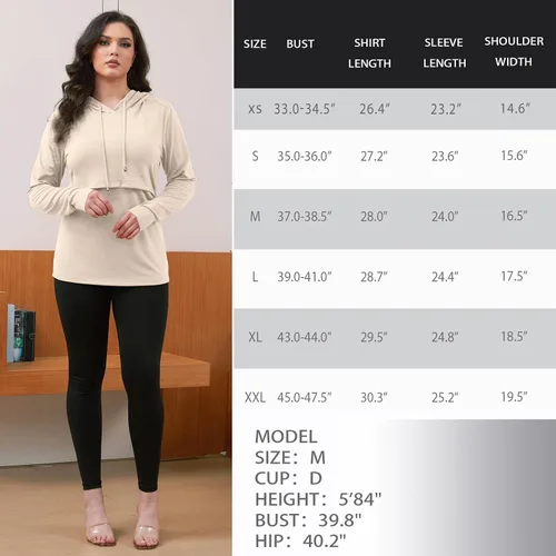 Vista 79 de GINKANA Sudadera con capucha para mujer, manga larga, lactancia materna, ropa casual