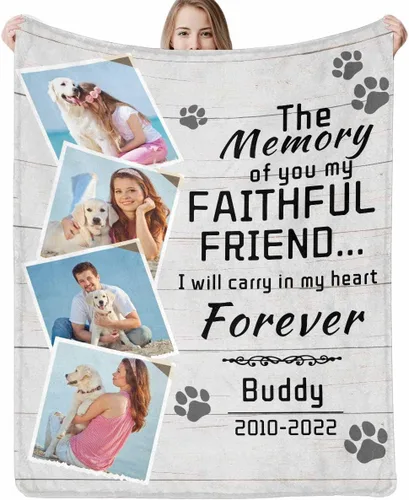 Vista 25 de Artsadd Manta conmemorativa personalizada con fotos para la pérdida de perros y gatos, manta conmemorativa personalizada, regalos de memoria amorosa