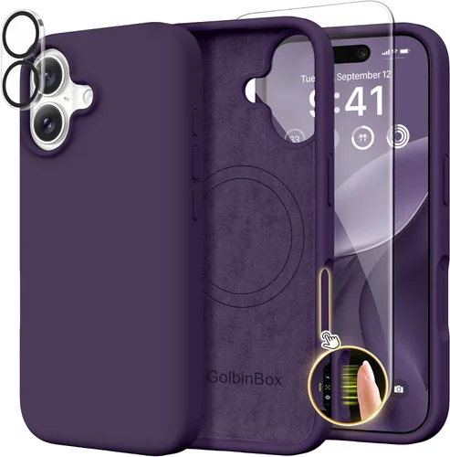 Vista 179 de GolbinBox Funda magnética para iPhone 17, compatible con MagSafe, cubierta de silicona integrada para control de cámara, funda de silicona líquida a