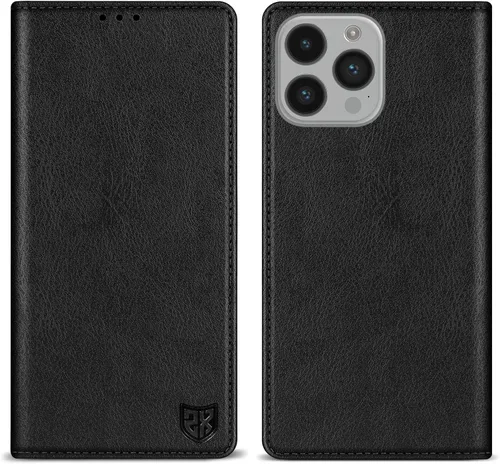 Vista 25 de ZZXX Funda tipo cartera para iPhone 14 con bloqueo RFID, soporte de ranura para tarjetas, funda protectora de cuero magnético fuerte plegable