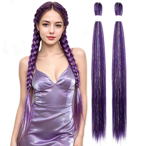 Vista 18 de Cabello trenzado burdeos, 10 pulgadas, 4 paquetes Cabello preestirado, trenzas de ganchillo cortas y rectas, textura Yaki, fibra sintética