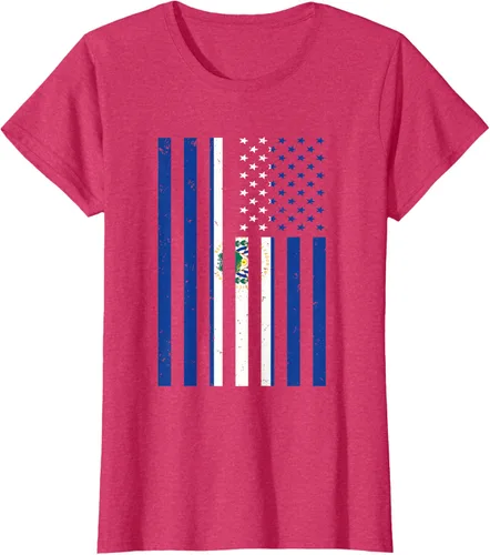 Vista 10 de El Salvador Shirt - El Salvador USA America Flag Men Women T-Shirt