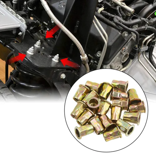 Vista 4 de Tuerca de remache hexagonal para coche, 25 piezas M6 chapado en zinc de acero al carbono, inserción hexagonal Nutsert tono bronce