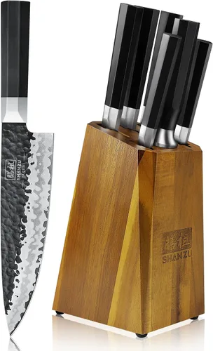 Vista 10 de SHAN ZU - Cuchillo para pan de 10" - Cuchillo profesional de rebanar masa madre, hoja serrada de acero inoxidable alemán 1.4116, mango ergonómico