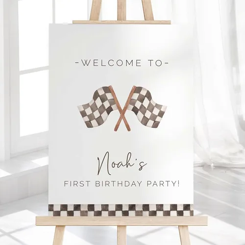 Vista 11 de Race Car Birthday Welcome Sign for Boys, Custom Racing Truck Theme Party Decoration, Personalized Red Sports Car Poster, Kid’s Age Banner for Race
