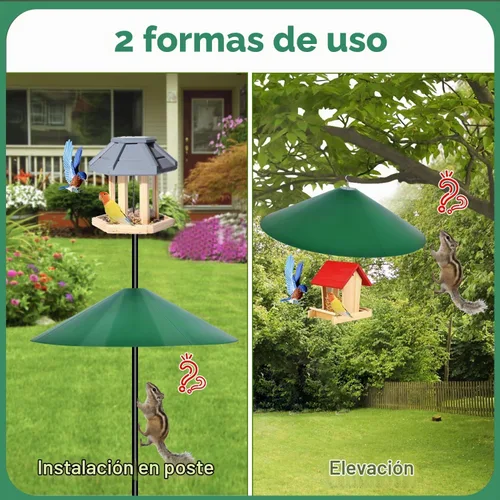 Vista 5 de deflectores grandes de ardilla de 24 pulgadas para poste de Verde