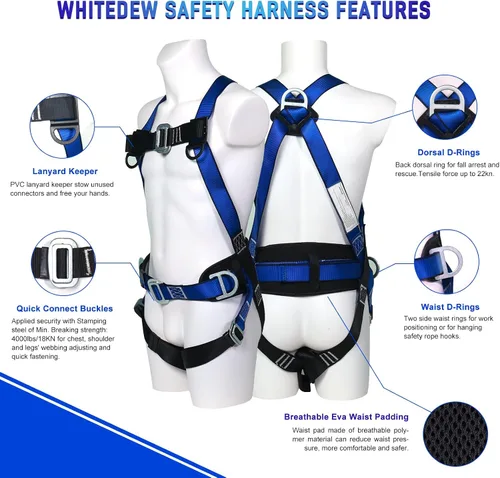 Vista 2 de Kit de protección contra caídas de arnés de seguridad con cordón de absorción de golpes, arneses de trabajo para techos, arnés de seguridad