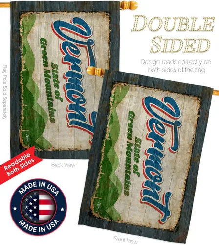 Vista 3 de Americana Home & Garden Vermont Vintage House Flag Pack Regional States American Territories Republic Country Particular Area Support Our Troops