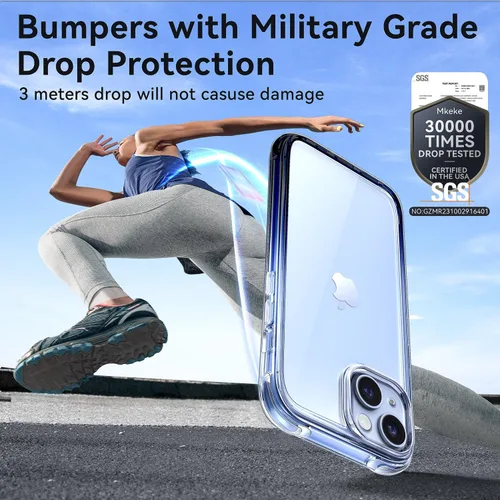 Vista 4 de Mkeke Funda para iPhone 15, [No amarillenta] [Protección contra caídas de grado militar] Funda para Apple iPhone 15 con parachoques a prueba
