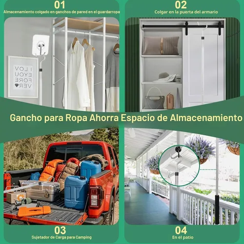 Vista 8 de Poste de gancho para ropa, 51 pulgadas, alcance de poste de armario con gancho, mango de esponja de acero inoxidable, longitud del mango de la ropa