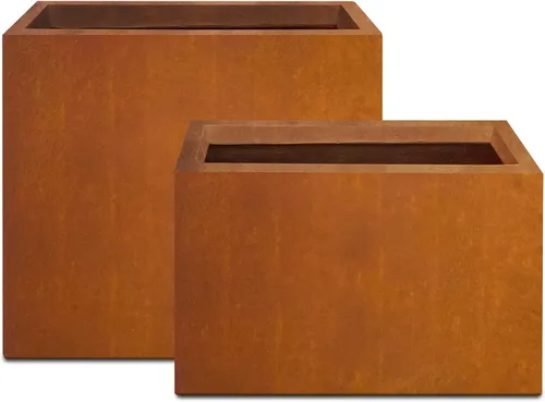 Vista 9 de Kante Macetero rectangular de hormigón de 23.2 pulgadas de largo, macetas grandes para interiores y exteriores con orificio de drenaje y tapón