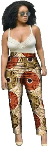 Vista 4 de Conjunto de traje de chaqueta y pantalón con estampado africano para mujer