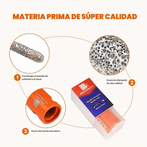Vista 5 de Broca de rastrillo de mortero de diamante, enrutador de 4/25 pulgadas x 1 pulgada con rosca de 5/8-11 para señalar, granito, mármol, hormigón