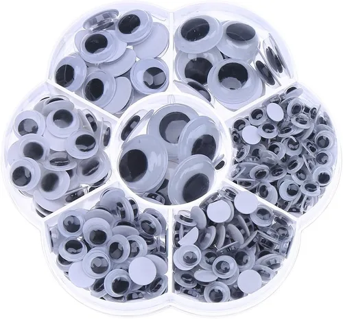 Vista 10 de Decora 1 caja de ojos de juguetes con autoadhesivo, surtido., Plástico, Blanco y Negro, S