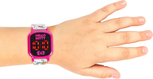 Vista 6 de Accutime Hello Kitty Reloj digital de cuarzo para niños, multicolor, con correa blanca de Hello Kitty y sus amigos (modelo HK4161AZ), Varios